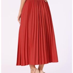 Elegant Red Pleated Skirt